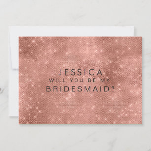 Zal je mijn bruidmaid Roos Gold Glitter Glam zijn? Kaart