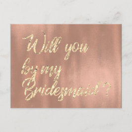Zal je mijn bruidmaid Roos roze goudappels zijn? Uitnodiging Briefkaart