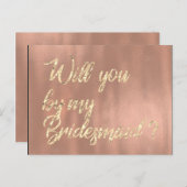 Zal je mijn bruidmaid Roos roze goudappels zijn? Uitnodiging Briefkaart (Voorkant / Achterkant)