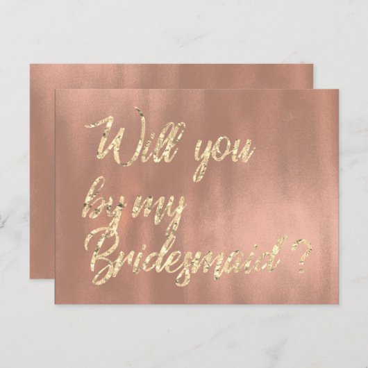 Zal je mijn bruidmaid Roos roze goudappels zijn? Uitnodiging Briefkaart (Voorkant / Achterkant)