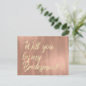 Zal je mijn bruidmaid Roos roze goudappels zijn? Uitnodiging Briefkaart (Staand voorkant)