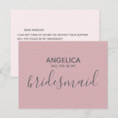 Zal je mijn bruidmaid  roze patroon zijn? uitnodiging briefkaart (Voorkant / Achterkant)