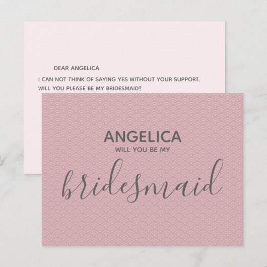 Zal je mijn bruidmaid roze patroon zijn? uitnodiging briefkaart (Voorkant / Achterkant)