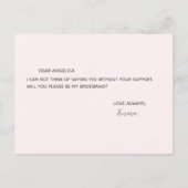 Zal je mijn bruidmaid  roze patroon zijn? uitnodiging briefkaart (Achterkant)