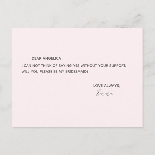 Zal je mijn bruidmaid roze patroon zijn? uitnodiging briefkaart (Achterkant)