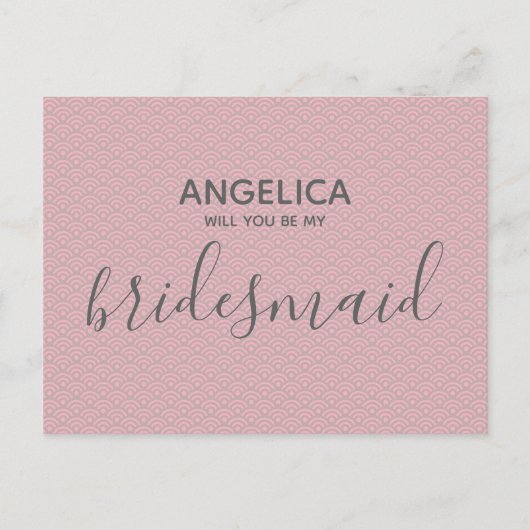 Zal je mijn bruidmaid  roze patroon zijn? uitnodiging briefkaart (Voorkant)
