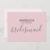 Zal je mijn bruidmaid  roze patroon zijn? uitnodiging briefkaart (Voorkant / Achterkant)