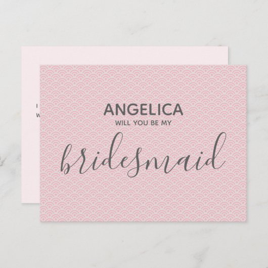 Zal je mijn bruidmaid  roze patroon zijn? uitnodiging briefkaart (Voorkant / Achterkant)