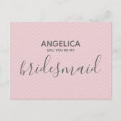 Zal je mijn bruidmaid  roze patroon zijn? uitnodiging briefkaart (Voorkant)