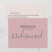 Zal je mijn bruidmaid roze patroon zijn? uitnodiging briefkaart (Voorkant / Achterkant)