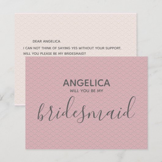 Zal je mijn bruidmaid roze patroon zijn? uitnodiging briefkaart (Voorkant / Achterkant)