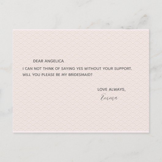 Zal je mijn bruidmaid roze patroon zijn? uitnodiging briefkaart (Achterkant)