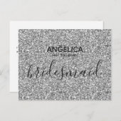 Zal je mijn bruidmaid Silver Glitter zijn? Uitnodiging Briefkaart (Voorkant / Achterkant)