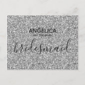 Zal je mijn bruidmaid Silver Glitter zijn? Uitnodiging Briefkaart (Voorkant)