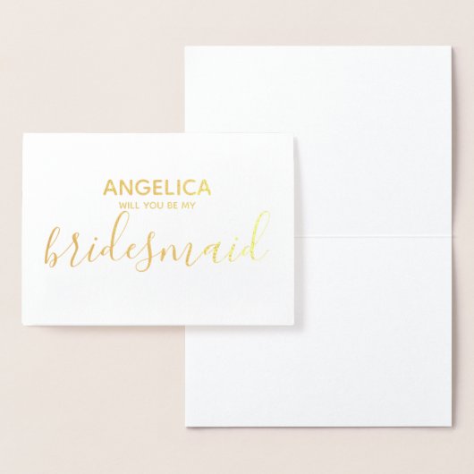 Zal je mijn bruidmaid, simpel goud zijn? folie kaarten (Display)