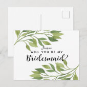 Zal je mijn bruidmaïde briefkaart groen blad zijn? (Voorkant / Achterkant)