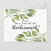 Zal je mijn bruidmaïde briefkaart groen blad zijn? (Voorkant)
