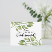 Zal je mijn bruidmaïde briefkaart groen blad zijn? (Staand voorkant)