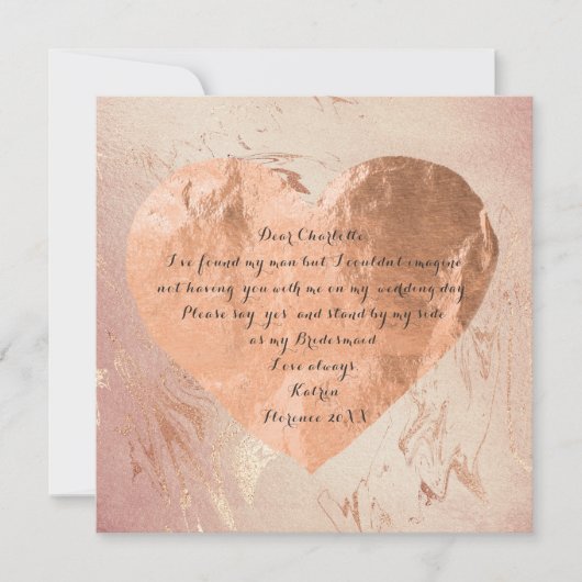 Zal je mijn bruidroze roze rozenborstelhars zijn? kaart (Voorkant)