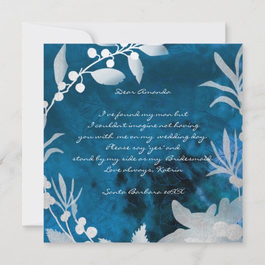 Zal je mijn bruidsblauw Glass Grey Wreater zijn? Kaart (Achterkant)