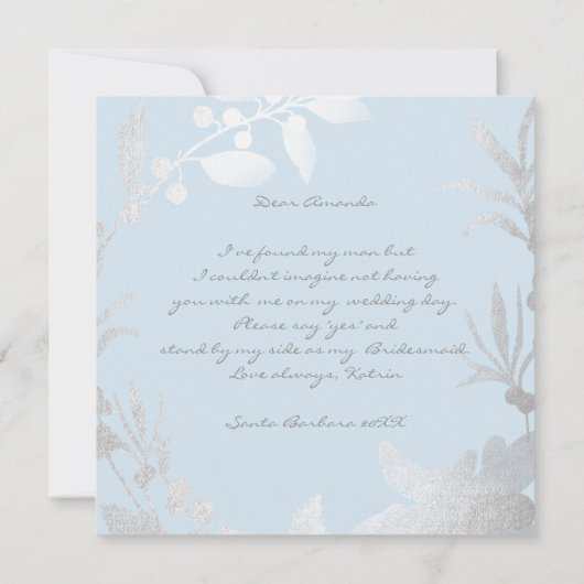 Zal je mijn bruidsblauw pastel zijn, grijze poot? kaart (Achterkant)