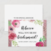 Zal je mijn bruidsbloemen zijn? Glitter Paars? Kaart (Voorkant / Achterkant)