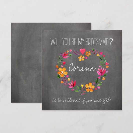 Zal je mijn bruidsbloemen zijn? kaart (Voorkant / Achterkant)