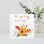Zal je mijn bruidskaart zijn met zonnebloem? kaart (Staand voorkant)