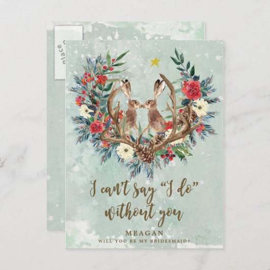 Zal je mijn bruidskaart zijn? uitnodiging briefkaart (Voorkant / Achterkant)