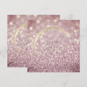 Zal je mijn bruidsmaid Maroon Plum Gold Glitter zi Kaart