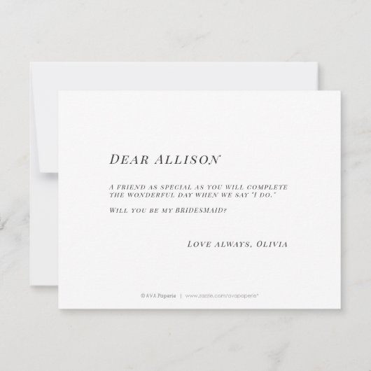 Zal je mijn bruidsmaïde florale minimalist zijn? kaart (Achterkant)