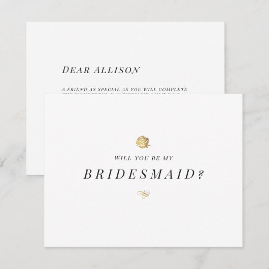 Zal je mijn bruidsmaïde florale minimalist zijn? kaart (Voorkant / Achterkant)