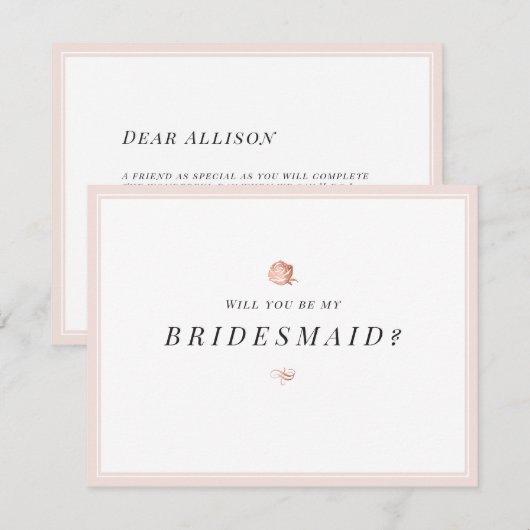 Zal je mijn bruidsmaïde florale minimalist zijn? kaart (Voorkant / Achterkant)