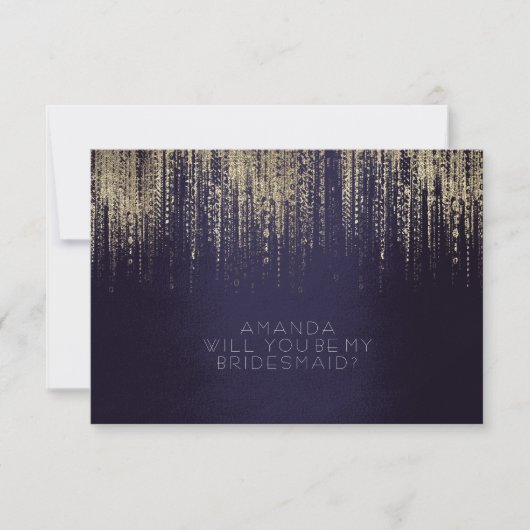 Zal je mijn bruidsmaïde goudregenmarine zijn? kaart (Voorkant)