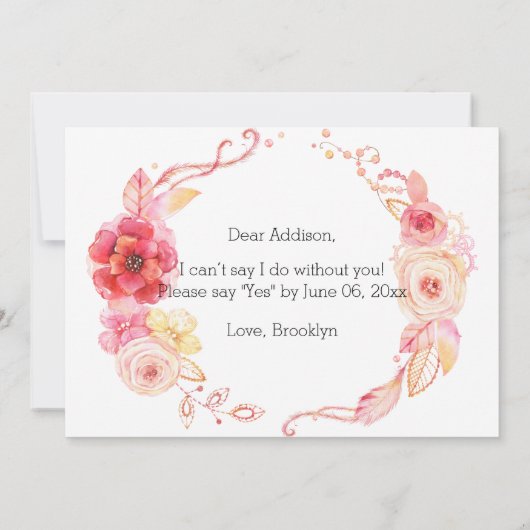 Zal je mijn bruidsmaïde Kaarten zijn? (Achterkant)