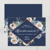 Zal je mijn bruidsmaïde marineblauw zijn? uitnodiging briefkaart (Voorkant / Achterkant)