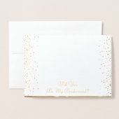Zal je mijn bruidsmeisje bruidstaart gouden folie  kaarten (Voorkant met envelop)