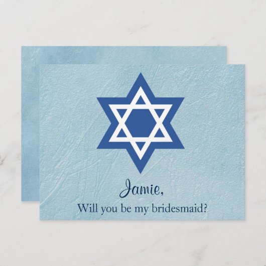 Zal je mijn bruidsmeisje Joods zijn? Uitnodiging Briefkaart (Voorkant / Achterkant)