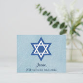 Zal je mijn bruidsmeisje Joods zijn? Uitnodiging Briefkaart (Staand voorkant)