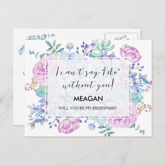 Zal je mijn bruidsmeisje kaart bloem meisje etc (Voorkant / Achterkant)