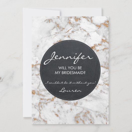 Zal je mijn bruidsmeisje kaart faux marble glitter (Voorkant)