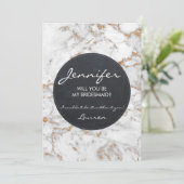 Zal je mijn bruidsmeisje kaart faux marble glitter (Staand voorkant)