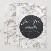 Zal je mijn bruidsmeisje kaart faux marble glitter (Voorkant / Achterkant)