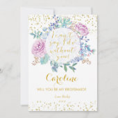 Zal je mijn bruidsmeisje kaart gouden glitter bloe (Voorkant)