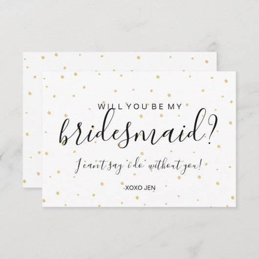 Zal je mijn bruidsmeisje Kaart zijn - Gouden Stipp (Voorkant / Achterkant)