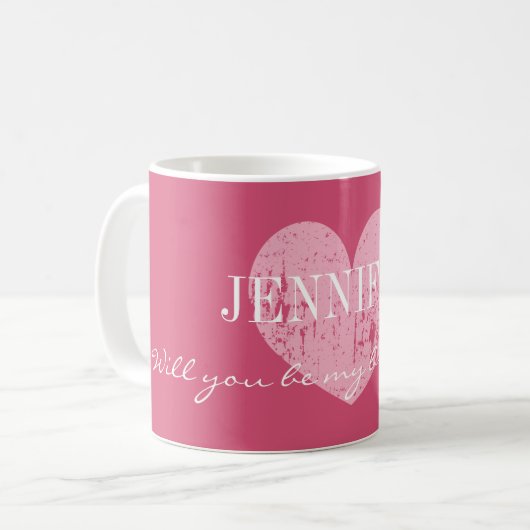 Zal je mijn bruidsmeisje mok zijn? (Voorkant links)