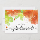 Zal je mijn bruidsmeisje oranje bloemen kaart zijn (Voorkant)