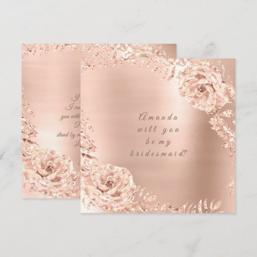 Zal je mijn bruidsmeisje Roos gouden baard zijn? Kaart (Voorkant / Achterkant)