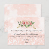 Zal je mijn bruidsmeisje Roos zijn? Uitnodiging Briefkaart (Voorkant / Achterkant)