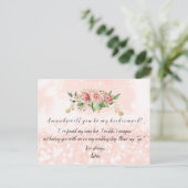 Zal je mijn bruidsmeisje Roos zijn? Uitnodiging Briefkaart (Staand voorkant)